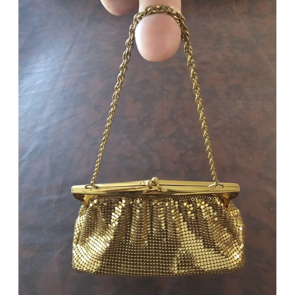 Antique Vintage 1920s - 1950s Whiting & Davis Art Deco Gold Mesh Purse Bag